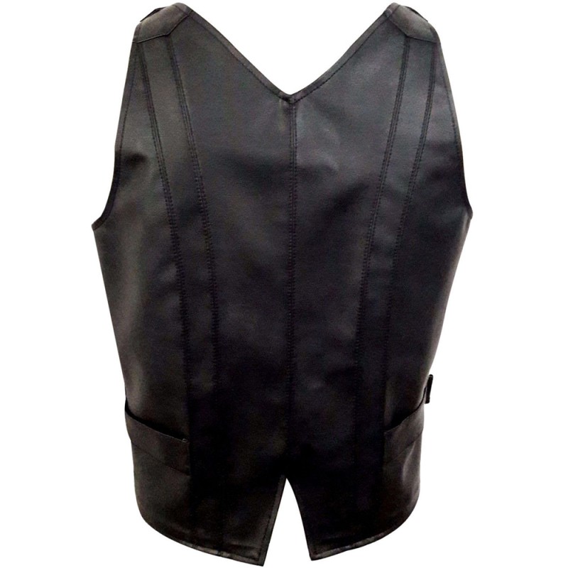 Men Real Leather Heavy Duty Vest Steampunk Gothic Style Vest Waistcoat 